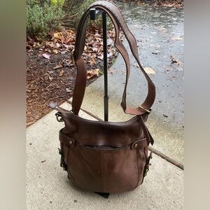 Fossil Dark Brown Leather Shoulder Bag